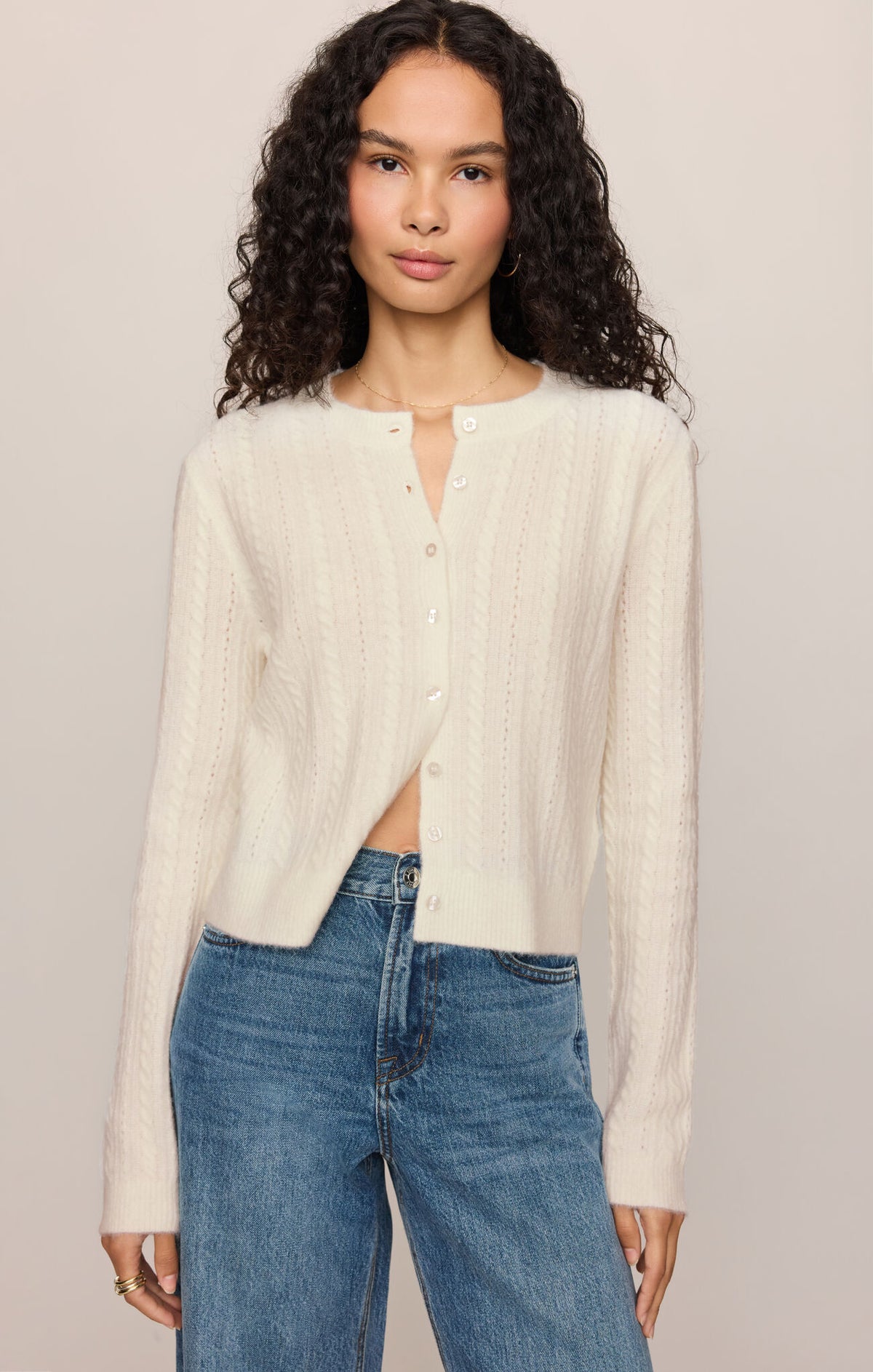 ZSupply Medina Pointelle Cardigan Ivory
