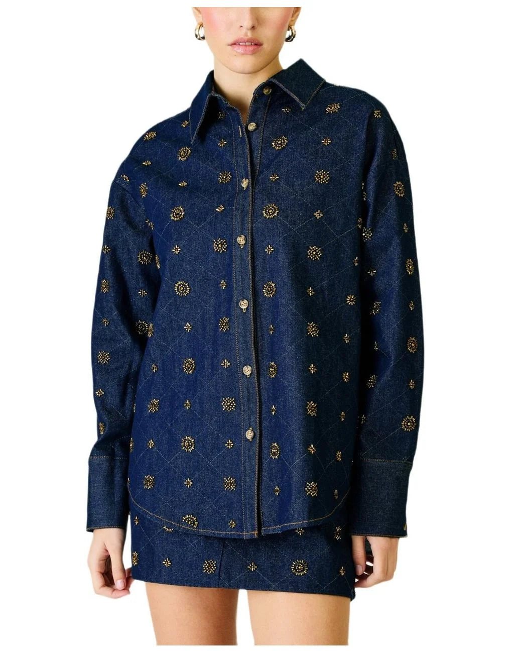 Line & Dot Attina Beaded Denim Jacket