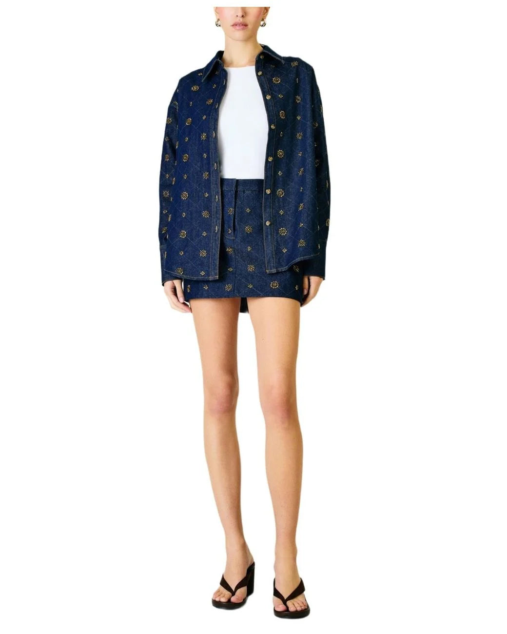 Line & Dot Attina Beaded Denim Jacket