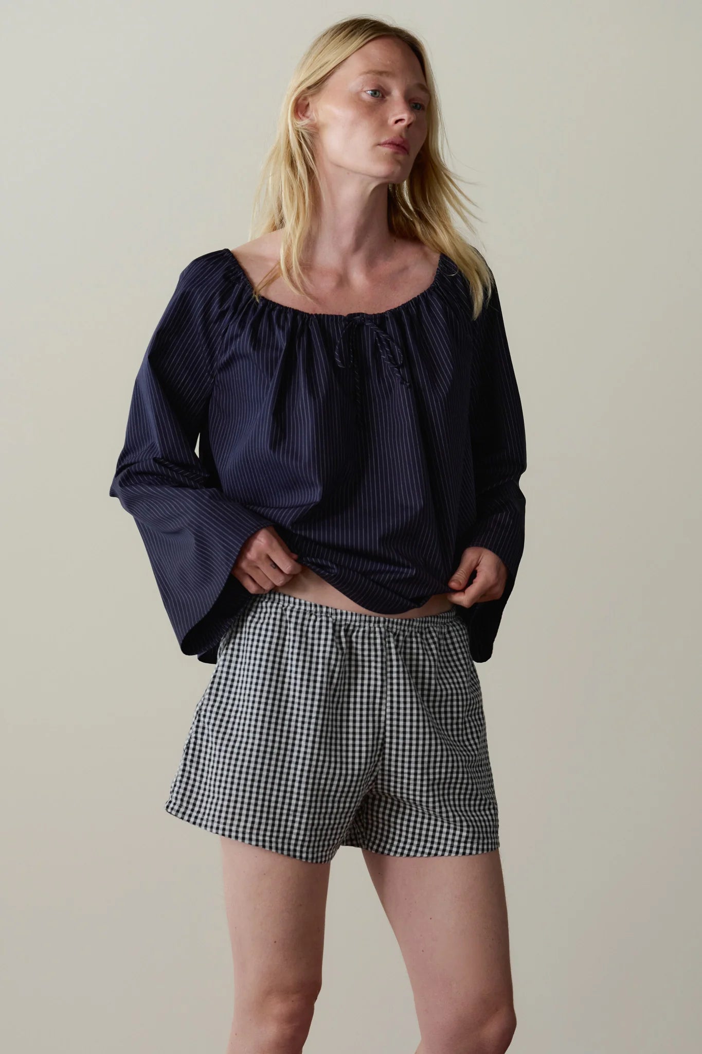 Donni Cotton Gingham Tap Short