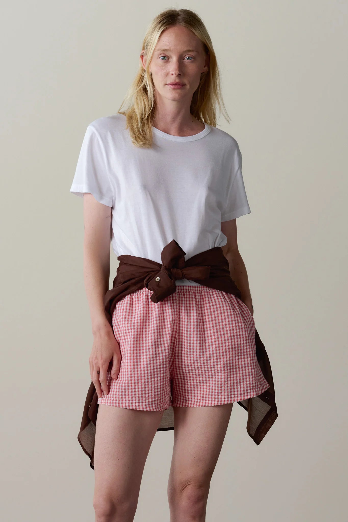Donni Cotton Gingham Tap Short