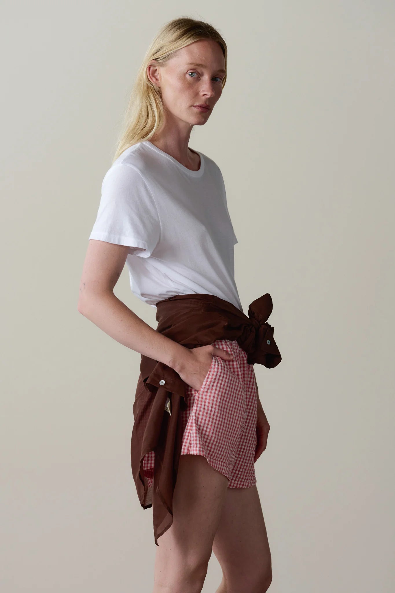 Donni Cotton Gingham Tap Short