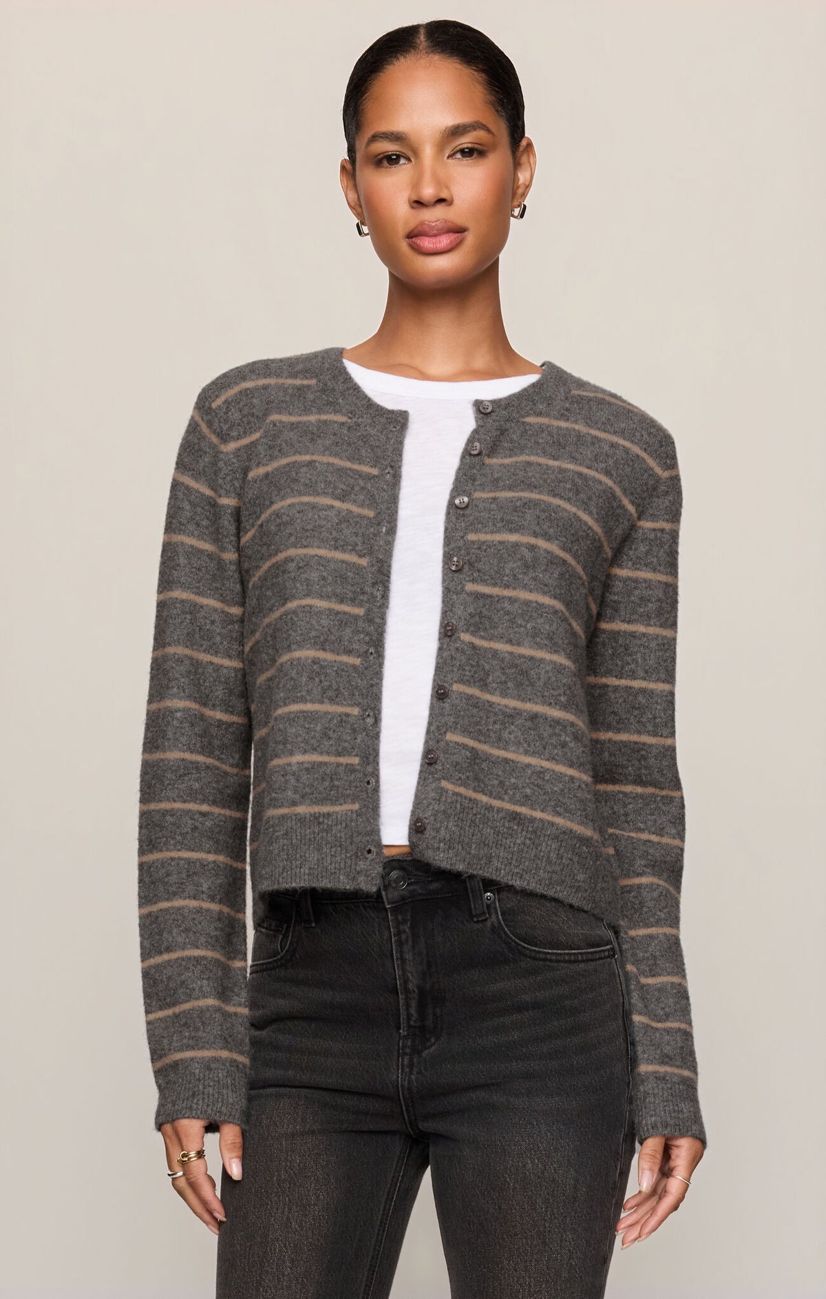ZSupply Medina Stripe Cardigan Charcoal Heather